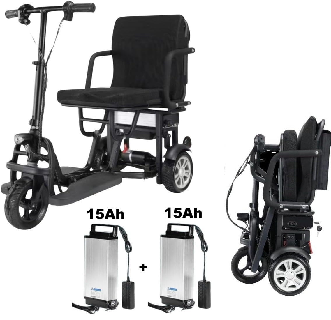 SCOTE-48350 Folding Mobility Scooter 3 Wheel Li-ion Dual Motor 700W, 20 Mile Range