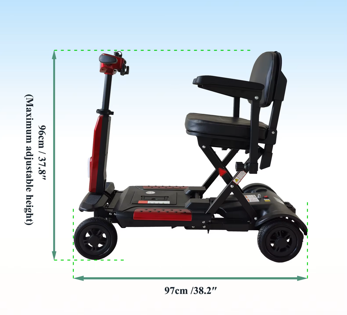 X5 Manual Folding Mobility Scooter With Removable Battery 24kg, Boot Scooter, 12 Mile Range