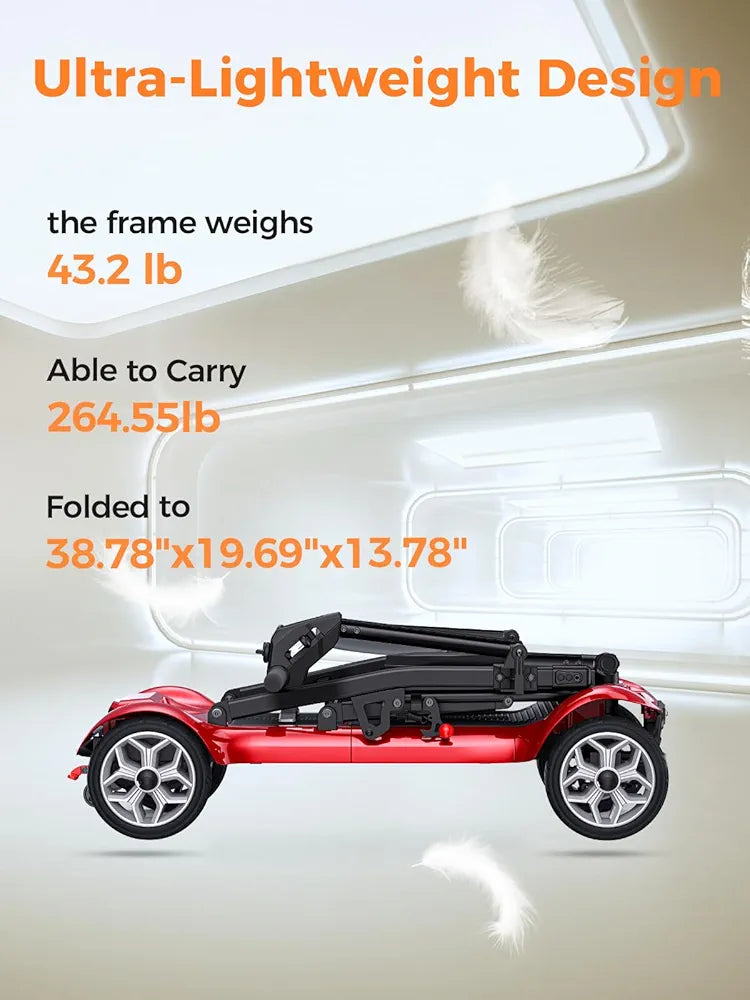 YL-985 Folding Mobility Scooter Great for Boot, Travel, Removeable Li-ion Battery 12 mile range