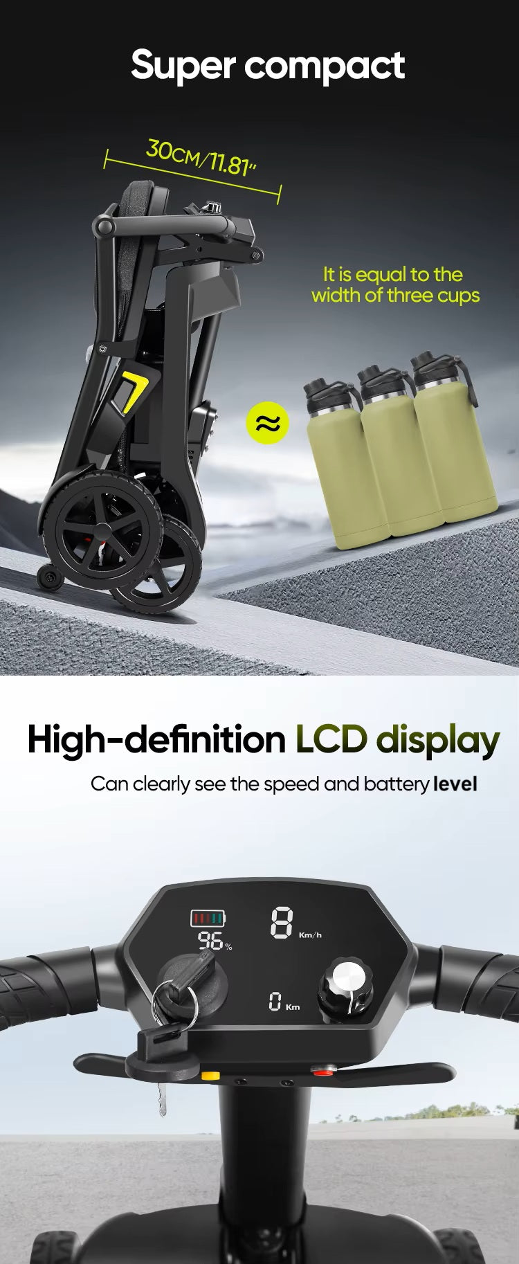 YL-985S Folding Mobility Scooter, Lightweight, 12 Mile Range