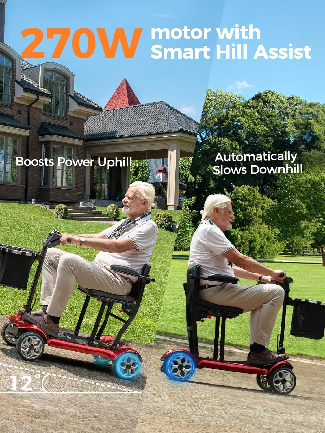 YL-985 Folding Mobility Scooter Great for Boot, Travel, Removeable Li-ion Battery 12 mile range