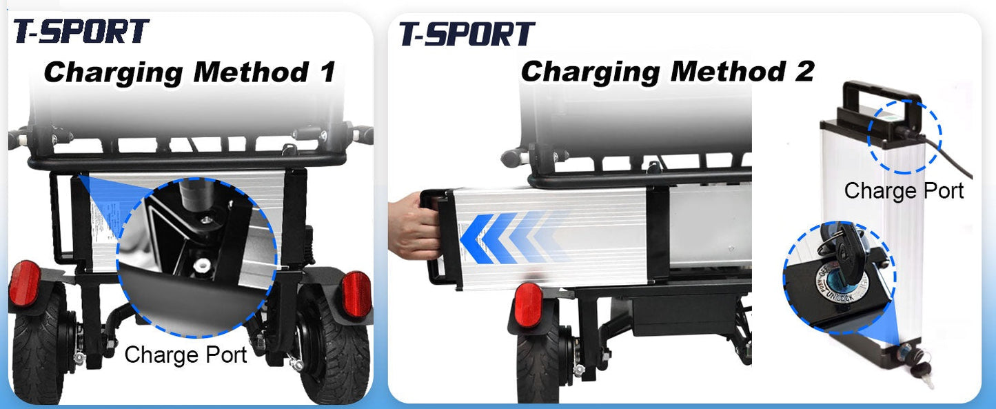 SCOTE-48350 Folding Mobility Scooter 3 Wheel Li-ion Dual Motor 700W, 20 Mile Range