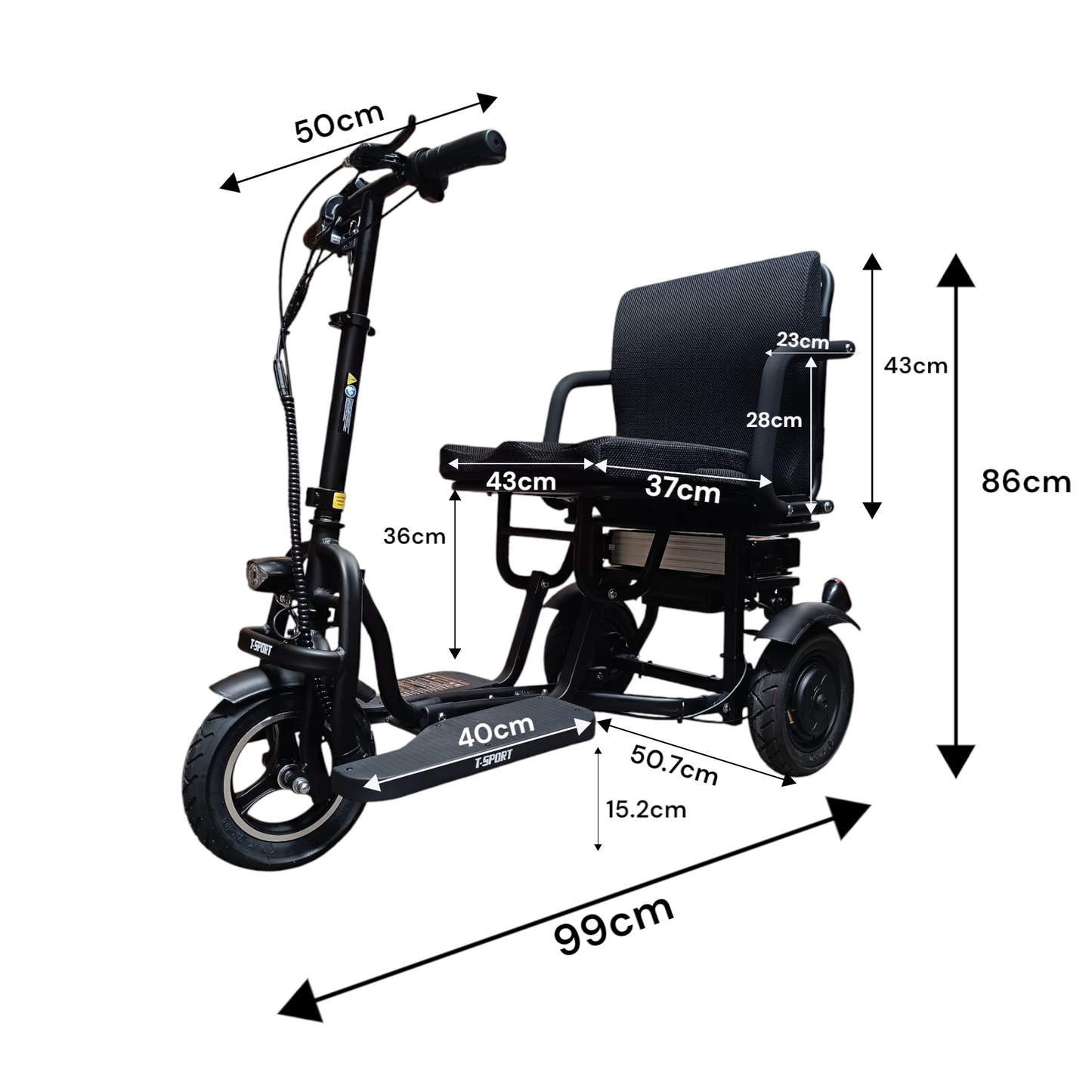 SCOTE-48350 Folding Mobility Scooter 3 Wheel Li-ion Dual Motor 700W, 20 Mile Range